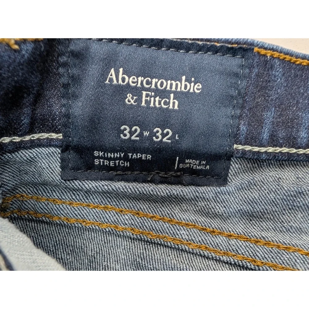 Abercrombie & Fitch Skinny Taper Stretch Denim Jeans Men's 32x32 Dark Wash Blue